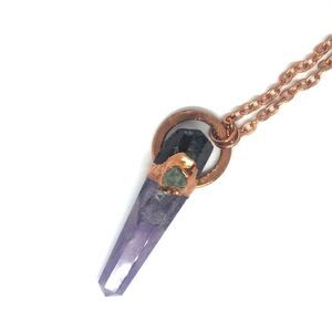 'Enchanto' Green Octagonal Fluorite, Black Tourmaline & Amethyst Necklace